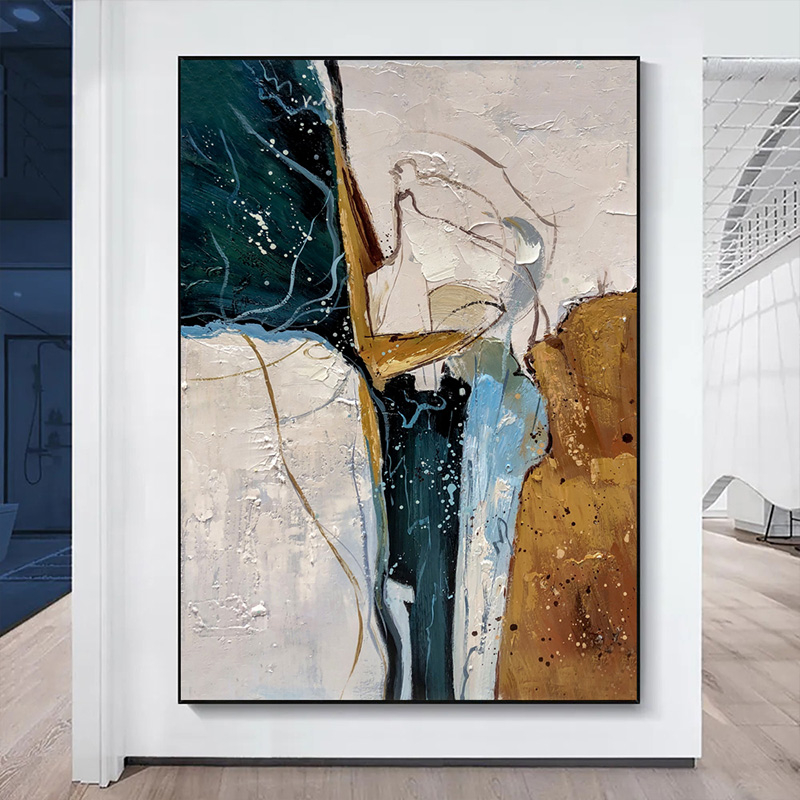 Yellow And Dark Green Abstract Art