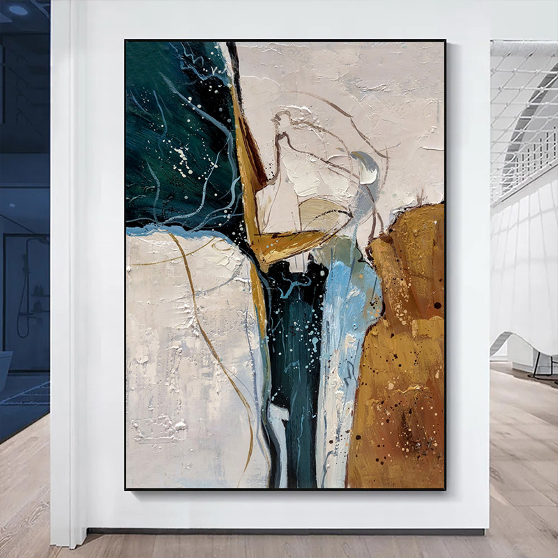 Yellow And Dark Green Abstract Art