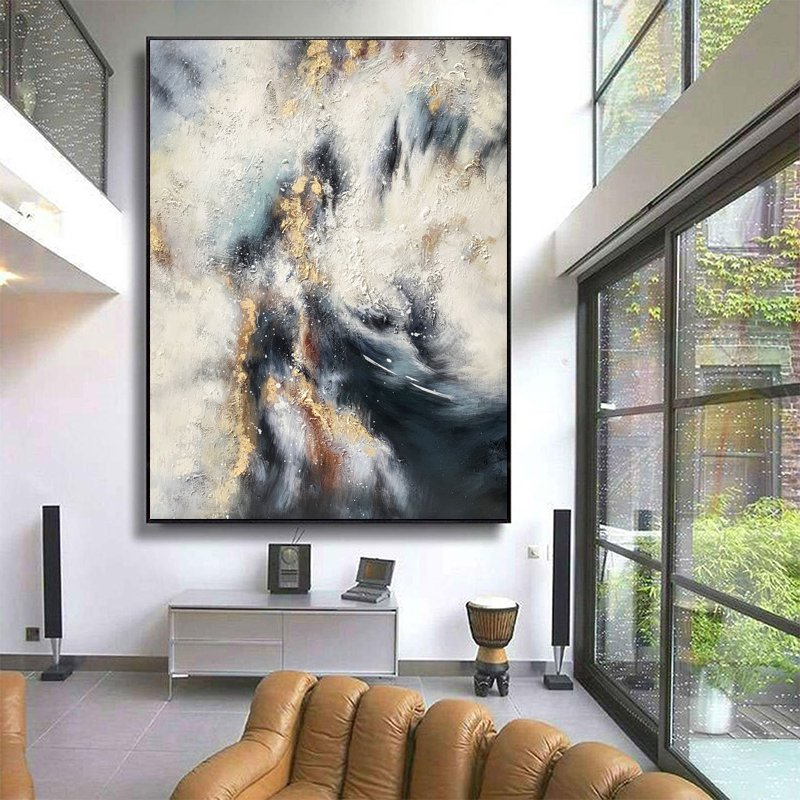 Yellow And Dark Green Abstract Art