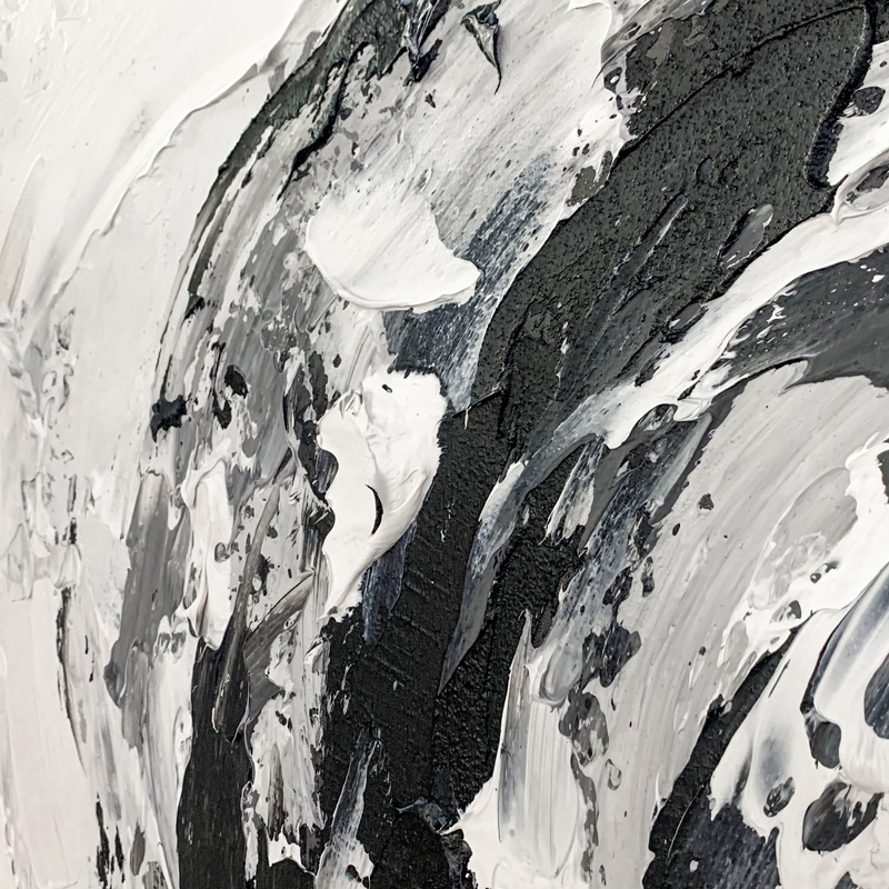 Thick Oil Black And White Wall Painting