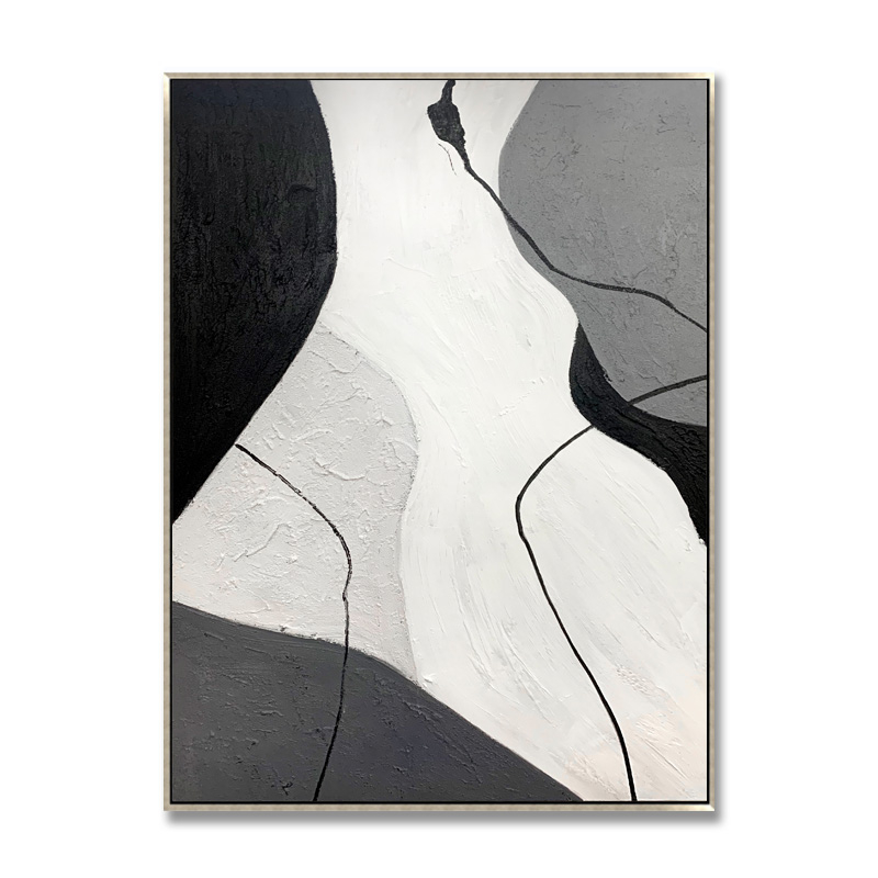 Minimalist Curved Hand-painted Oil Painting
