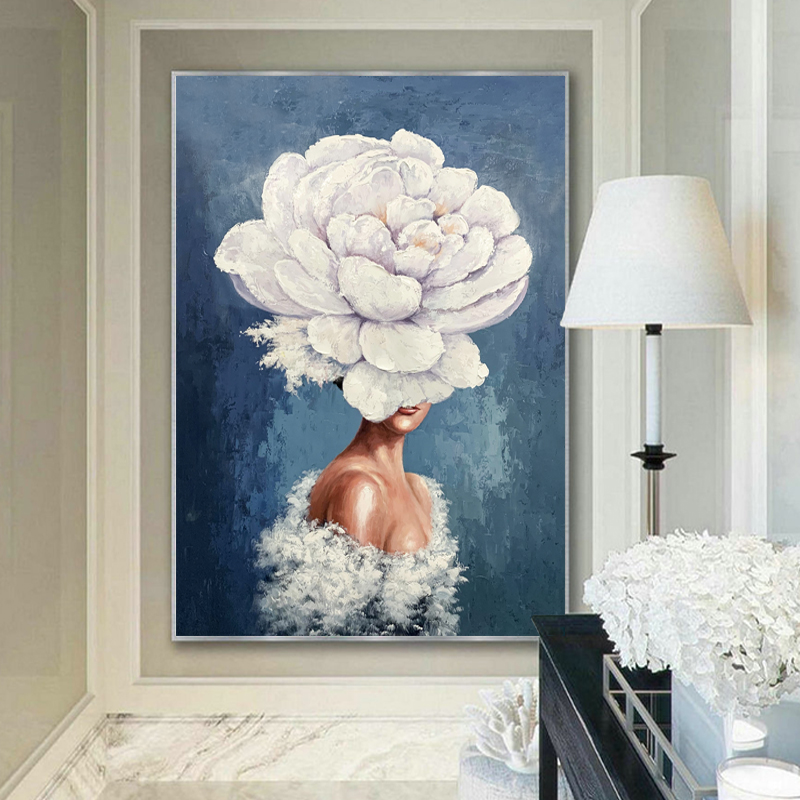 Woman on Flowers Art