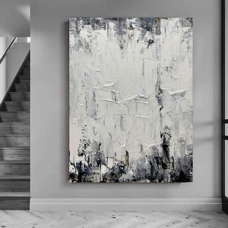 Black And White Texture Art Abstract Living Room Painting