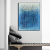 Thick Texture Blue Grid Painting