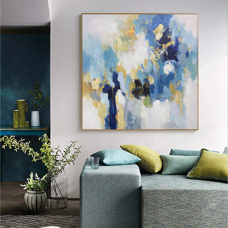 Square Blue Abstract Decorative Painting