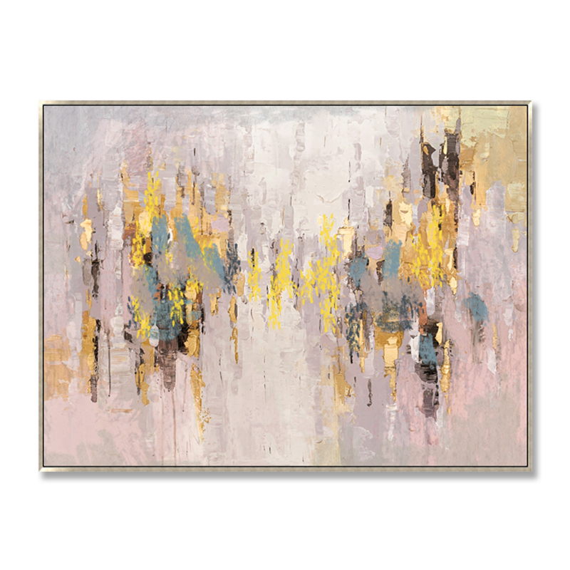 Pink Gold Leaf Wall Painting