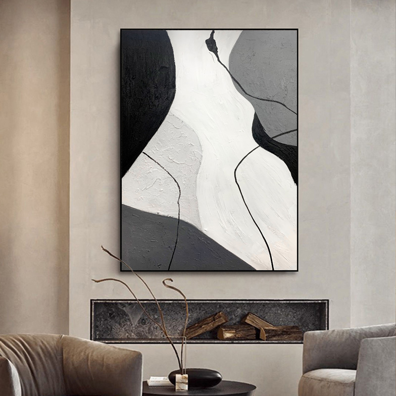 Minimalist Curved Hand-painted Oil Painting