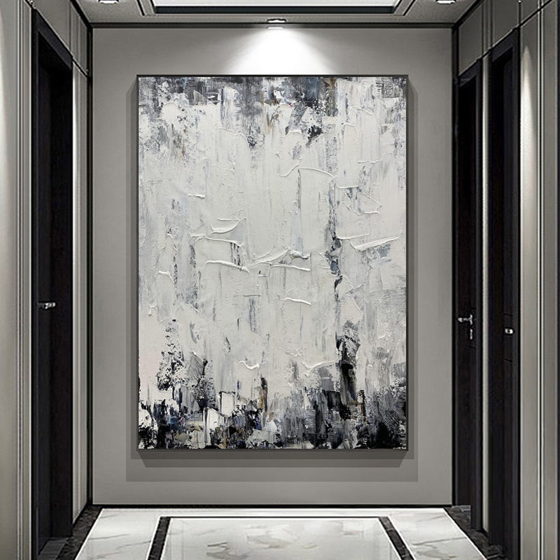 Black And White Texture Art Abstract Living Room Painting