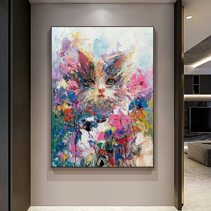 Funny Cat in Colorful Flowers