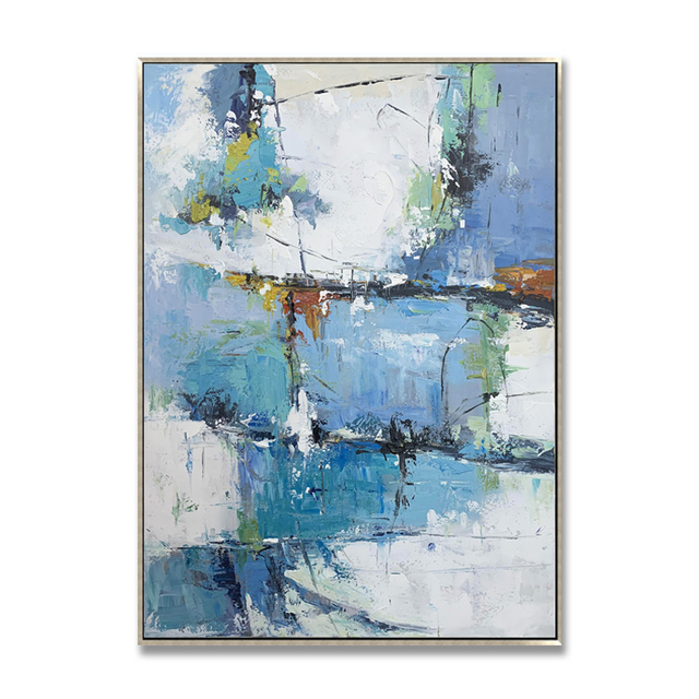Abstract Painting Combining Blue And Green