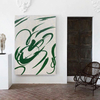 Green Lines And White Background Minimalist Art