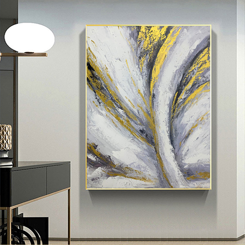LIJUN Black And White Gold Hand-painted Art Painting