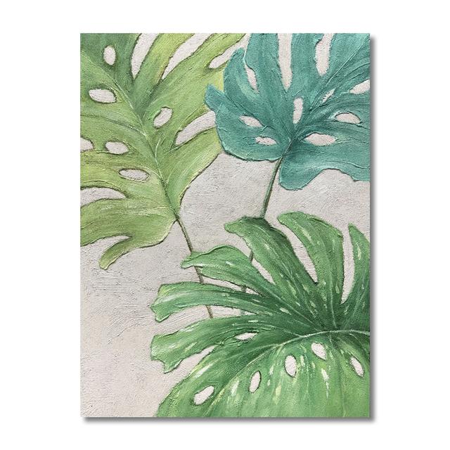 Flower Painting with Green Leaf Design