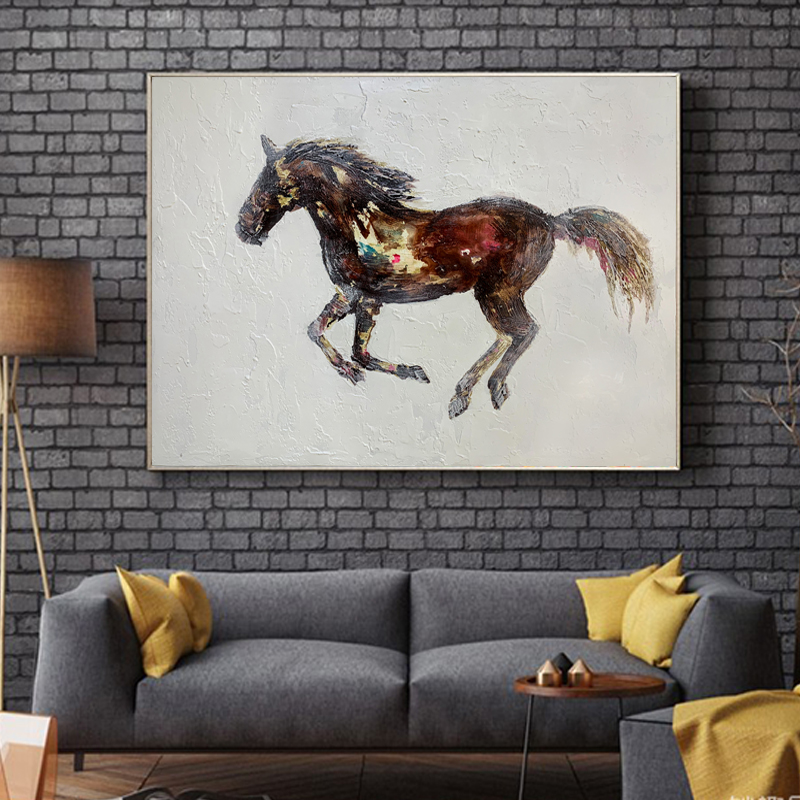 Running Dark Horse Painting