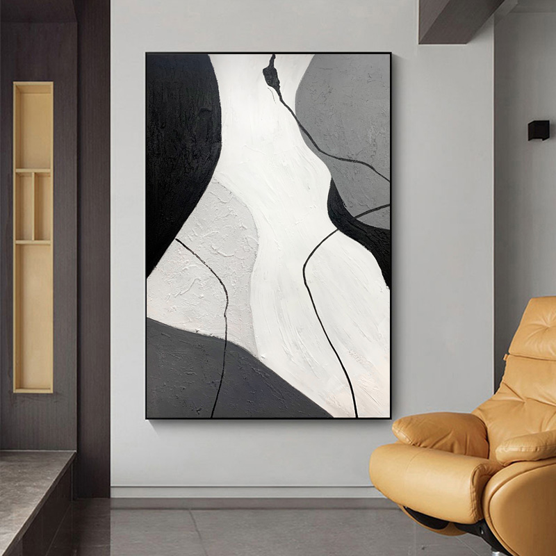 Minimalist Curved Hand-painted Oil Painting