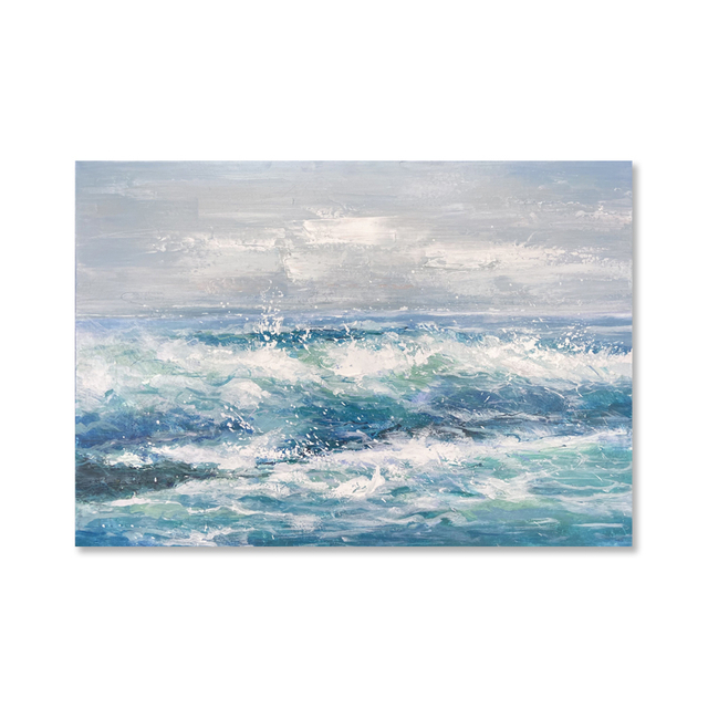 Blue Waves Hand Drawn Decorative Painting