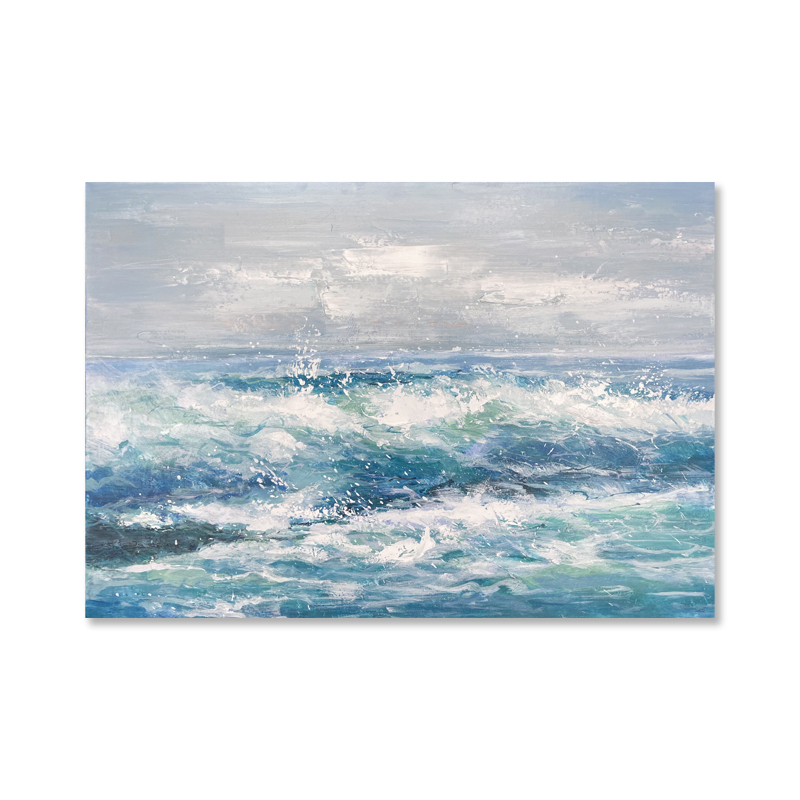 Blue Waves Hand Drawn Decorative Painting