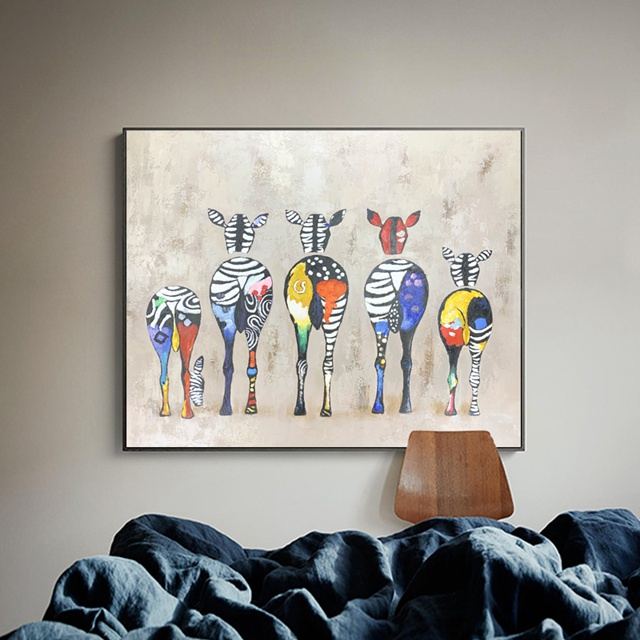 Painting of The Back of Five Deer