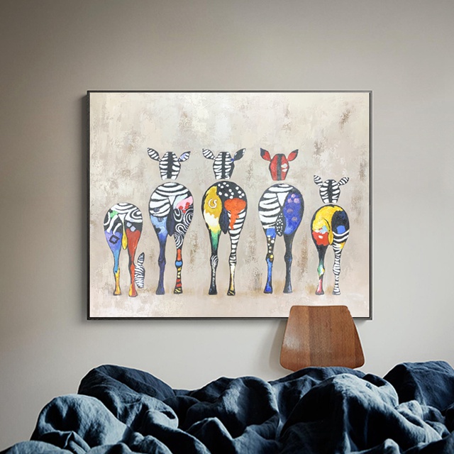Painting of The Back of Five Deer
