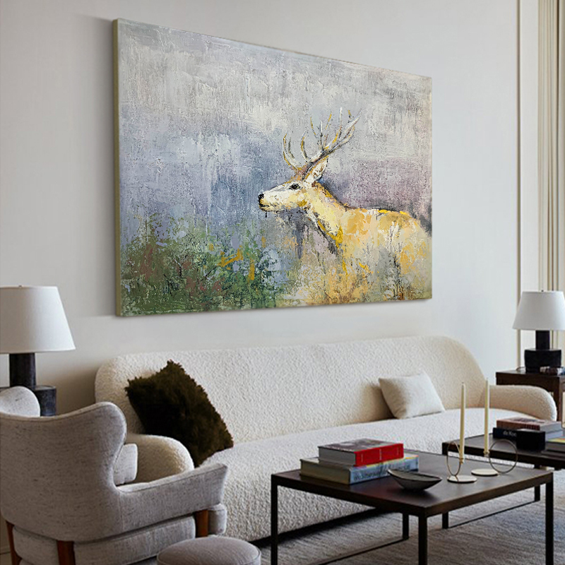 Deer Painting in Abstract Field