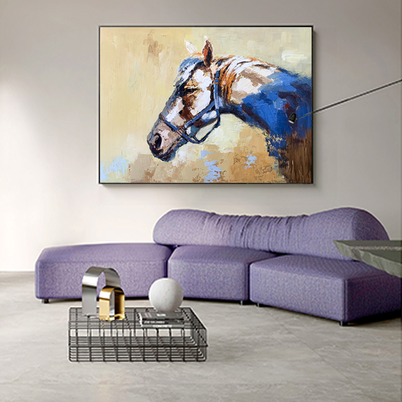 Yellow Abstract Horse Painting
