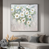 White Green Leaf Flower Painting