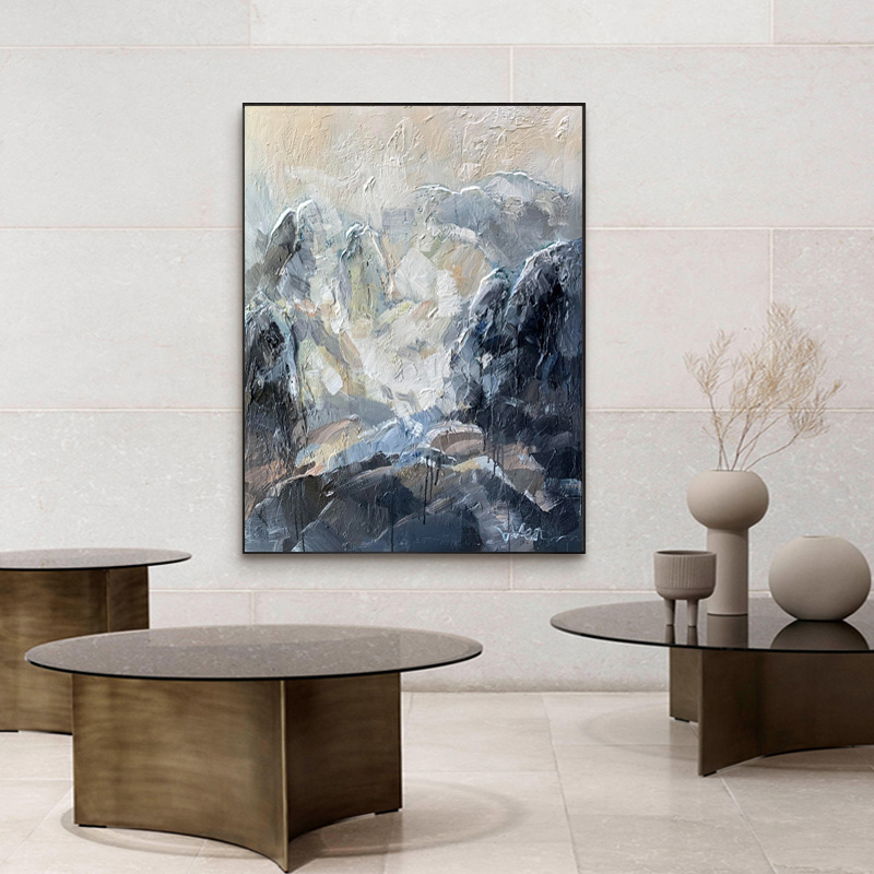 Gray Abstract Mountains Art Painting