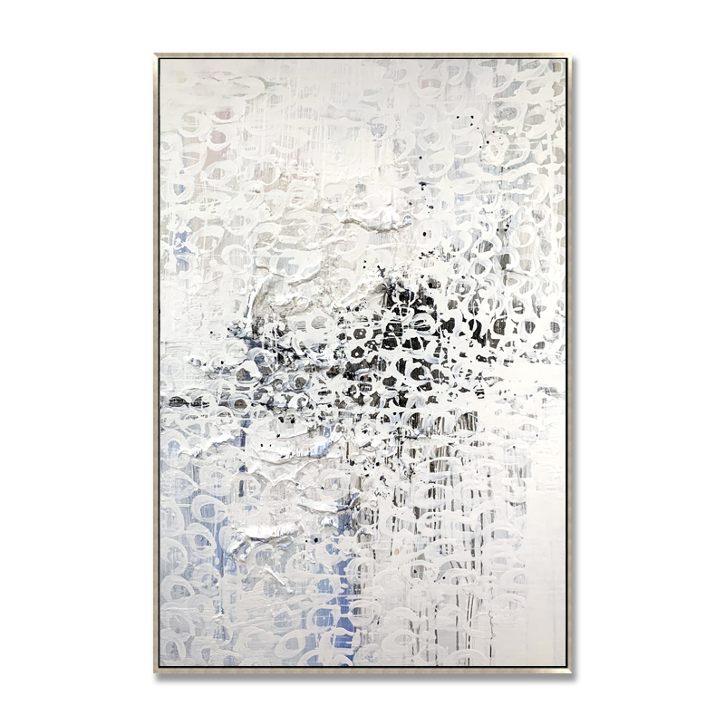 Black And White Thick Texture Abstract Art Painting