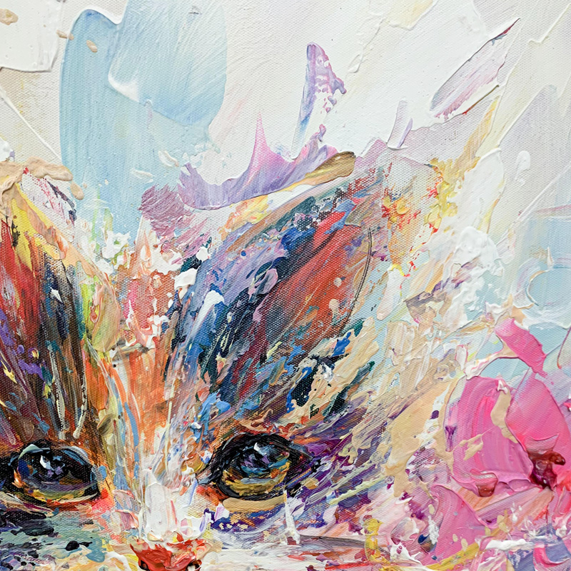 Funny Cat in Colorful Flowers