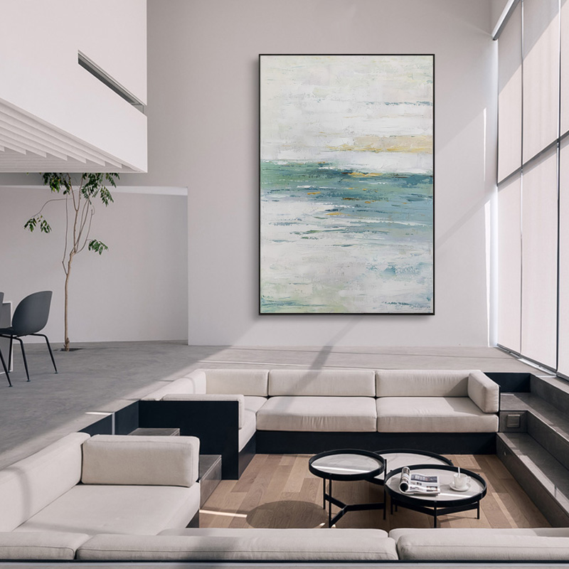 Green And White Abstract Art Decoration Painting