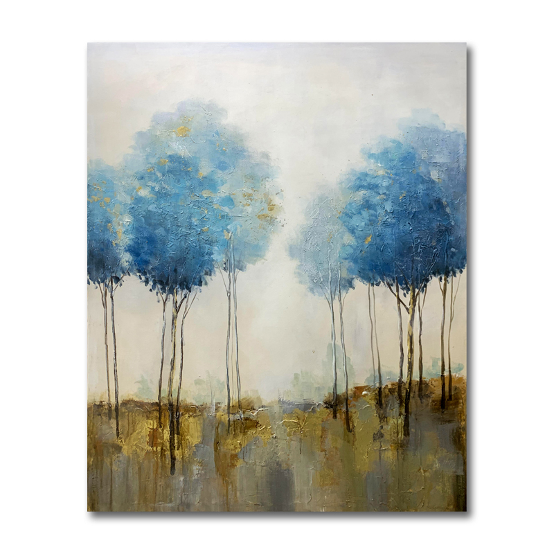 Blue Landscape Trees Abstract Art