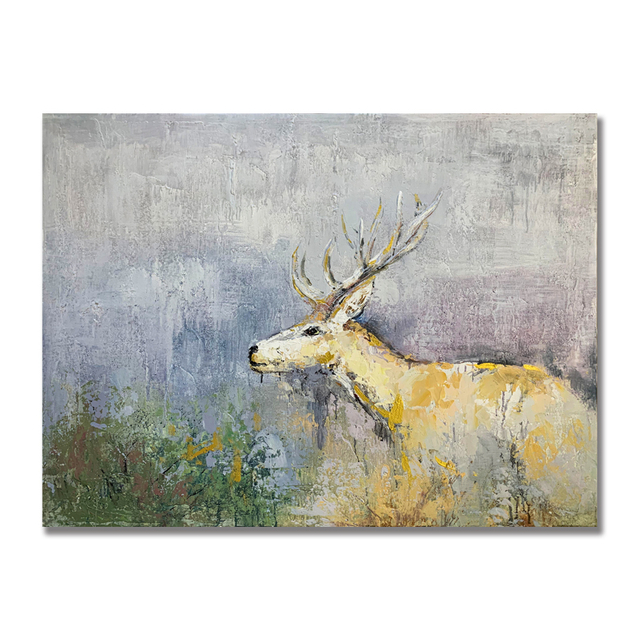 Deer Painting in Abstract Field