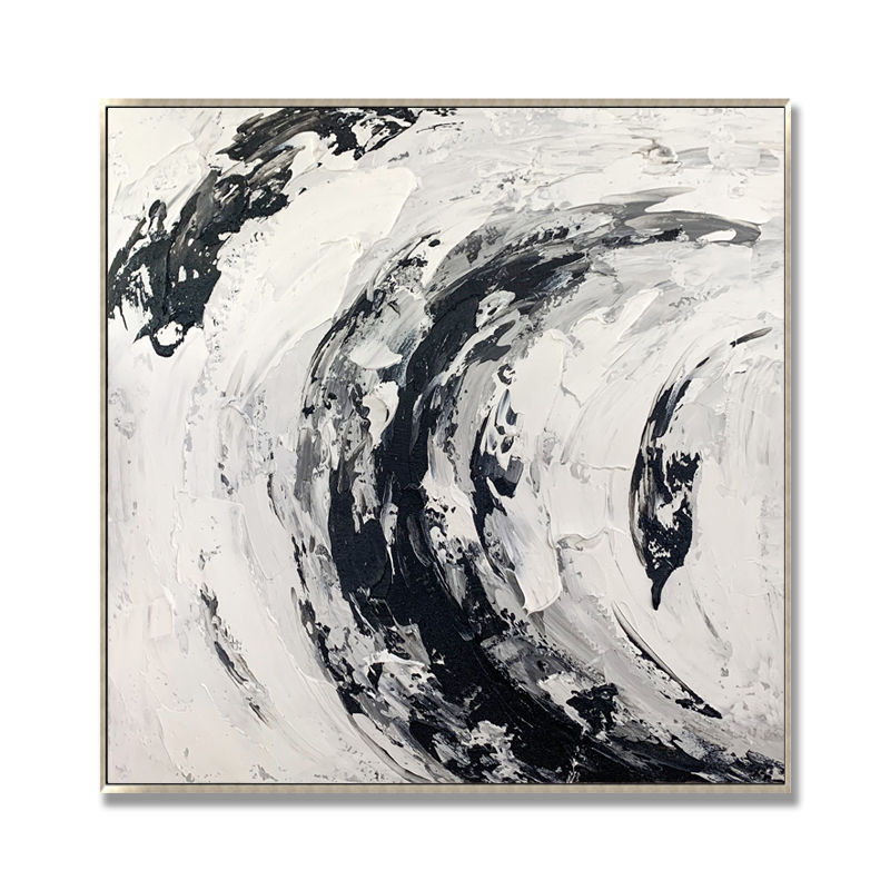 Thick Oil Black And White Wall Painting