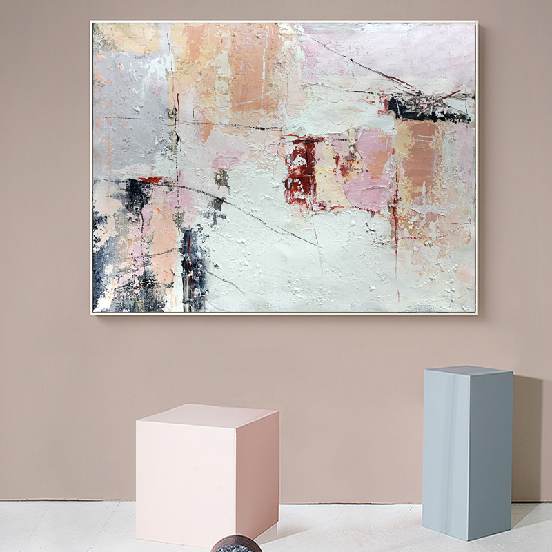 Pink Horizontal Art Abstract Painting