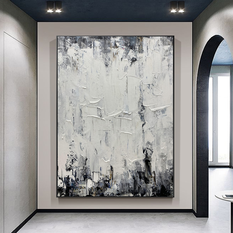 Black And White Texture Art Abstract Living Room Painting