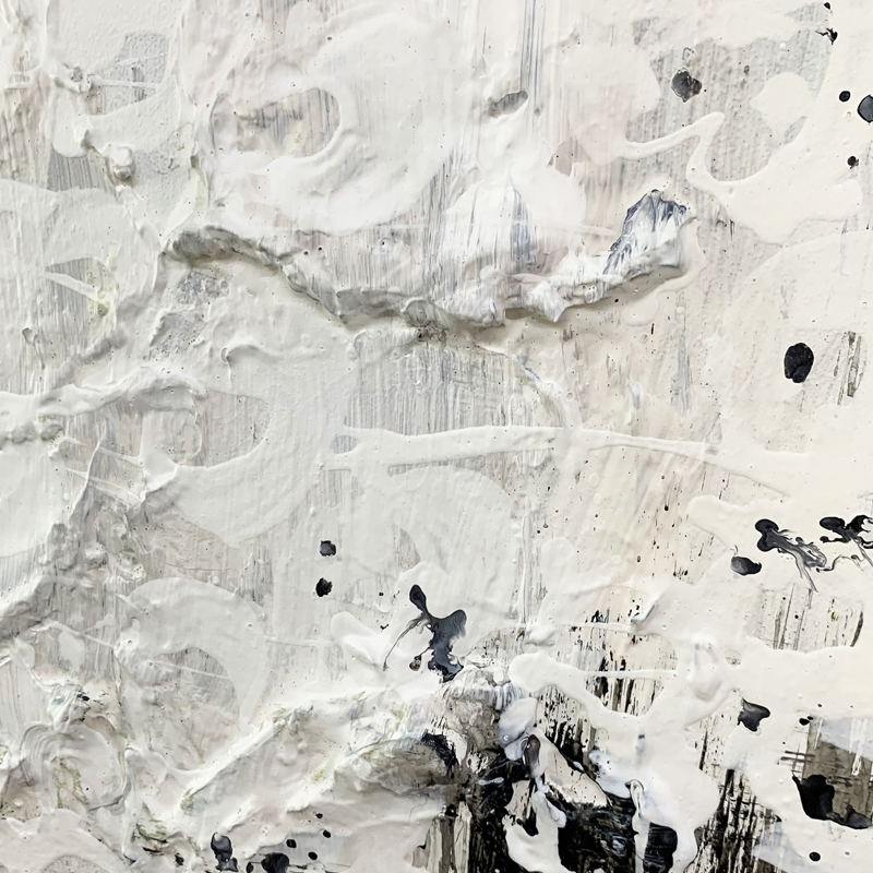Black And White Thick Texture Abstract Art Painting