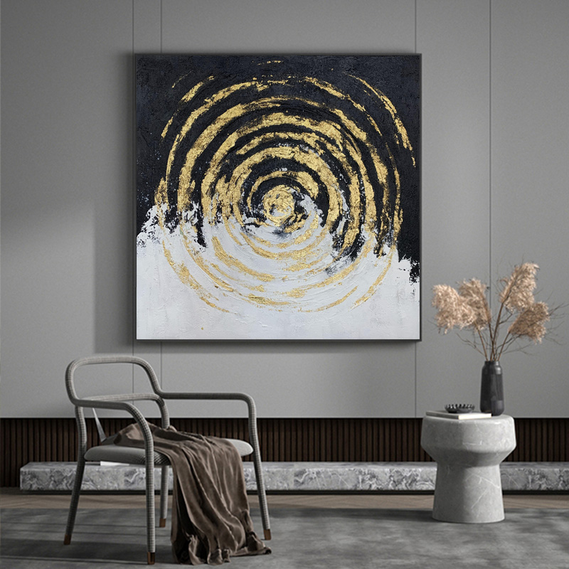 Golden Circle Black And White Intersection Background Art