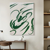 Green Lines And White Background Minimalist Art