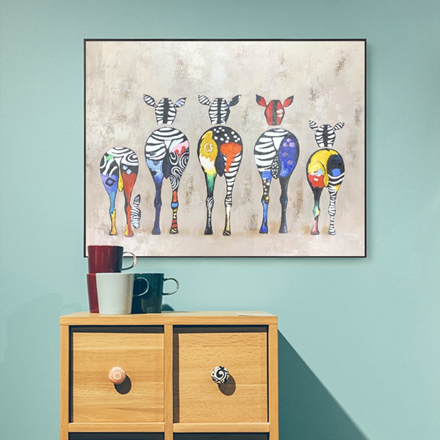 Painting of The Back of Five Deer