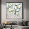White Green Leaf Flower Painting