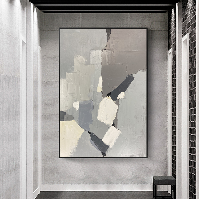 Gray Geometric Abstract Decorative Painting