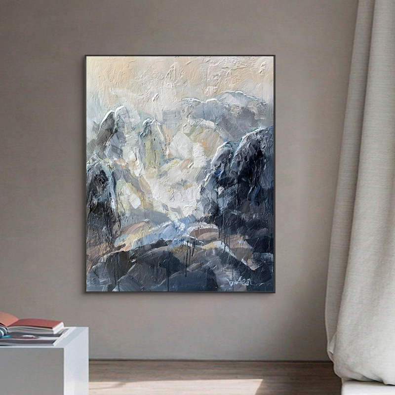 Gray Abstract Mountains Art Painting