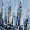 Blue City Landscape Reflection Art