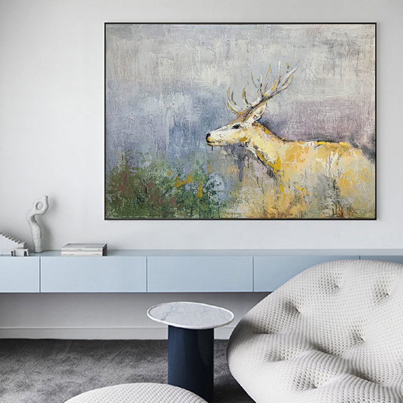 Deer Painting in Abstract Field