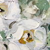 White Green Leaf Flower Painting