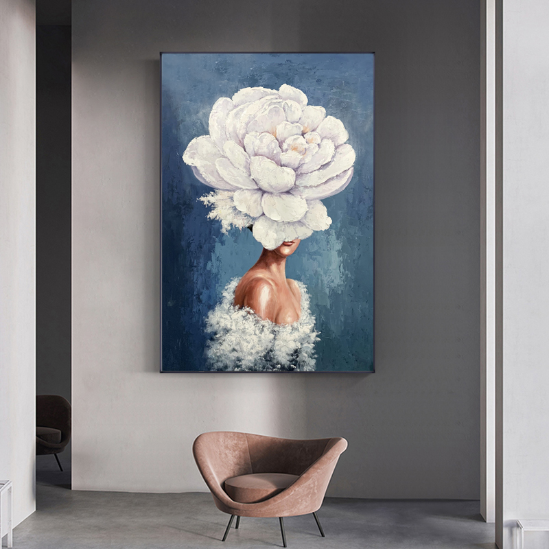 Woman on Flowers Art