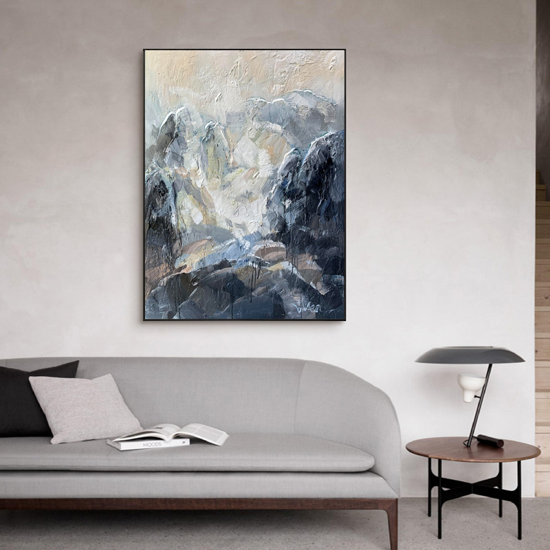 Gray Abstract Mountains Art Painting