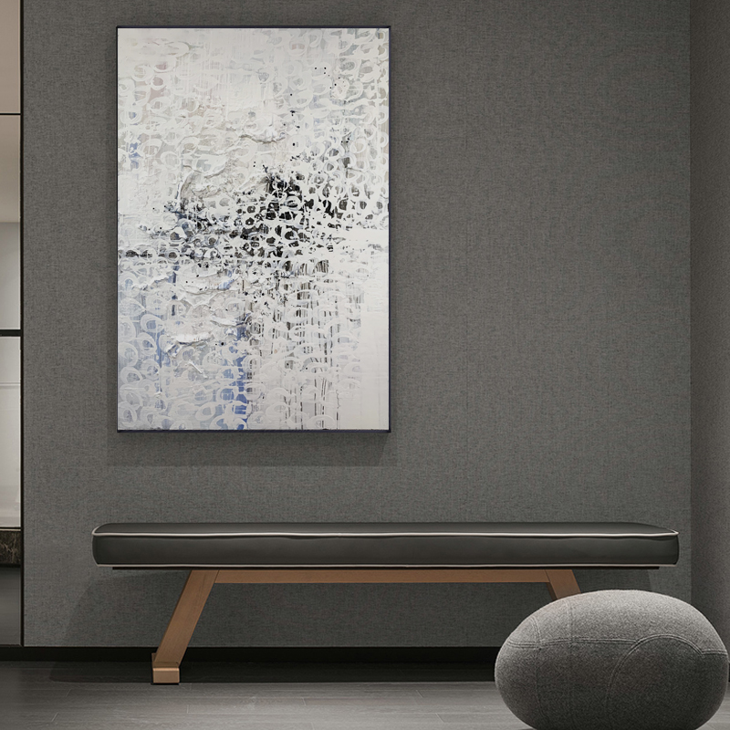 Black And White Thick Texture Abstract Art Painting