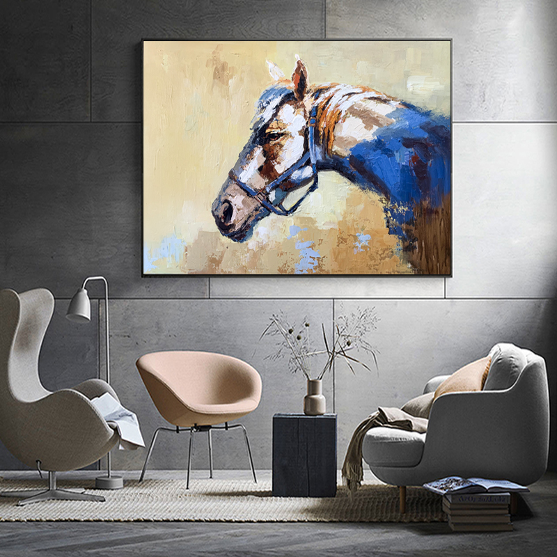 Yellow Abstract Horse Painting