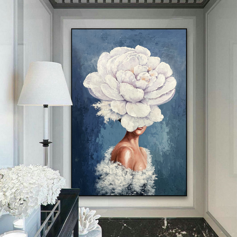 Woman on Flowers Art